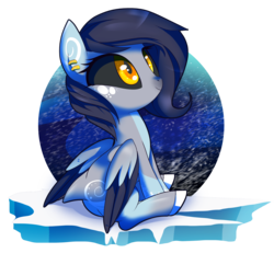 Size: 4353x4027 | Tagged: safe, artist:sorasku, oc, oc only, original species, absurd resolution, black sclera, ear piercing, earring, female, ice, jewelry, mare, piercing, simple background, sitting, solo, transparent background, wings