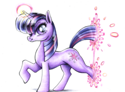 Size: 4452x3269 | Tagged: safe, artist:king-ghidorah, twilight sparkle, g4, female, high res, magic, portal, raised hoof, simple background, solo, traditional art, transparent background, walking
