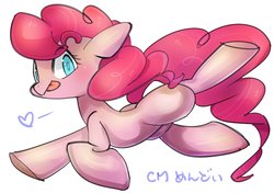 Size: 2508x1764 | Tagged: safe, artist:mosamosa_n, pinkie pie, earth pony, pony, g4, :p, cute, diapinkes, female, heart, mare, missing cutie mark, simple background, solo, tongue out, white background