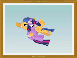 Size: 1024x768 | Tagged: safe, artist:misteraibo, flash sentry, twilight sparkle, alicorn, pegasus, pony, g4, animated, bandage, blinking, danger, female, flash sentry savior of the universe, flying, force field, frown, gif, injured, loop, magic, male, mare, memory lane pictures, open mouth, passing out, perfect loop, scared, shield, ship:flashlight, shipping, stallion, story included, straight, twilight sparkle (alicorn)