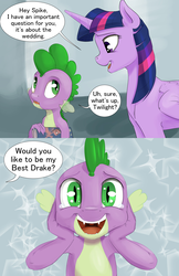 Size: 1280x1978 | Tagged: safe, artist:silfoe, spike, twilight sparkle, alicorn, dragon, pony, royal sketchbook, g4, crying, dialogue, happy, open mouth, speech bubble, tears of joy, twilight sparkle (alicorn)