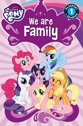 Size: 550x827 | Tagged: safe, applejack, fluttershy, pinkie pie, rainbow dash, rarity, twilight sparkle, alicorn, pony, equestria daily, g4, official, book, family, mane six, mane six opening poses, my little pony logo, twilight sparkle (alicorn)
