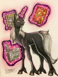Size: 2448x3264 | Tagged: safe, artist:drago-draw, oc, oc only, oc:black star, pony, unicorn, book, commission, high res, magic, solo, traditional art