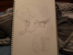 Size: 4032x3024 | Tagged: safe, artist:bigshot232, rarity, pony, g4, bust, critique requested, female, high res, looking at you, portrait, pose, smiling, solo, traditional art