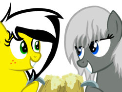 Size: 1600x1200 | Tagged: safe, artist:toyminator900, oc, oc only, oc:silver veil, oc:uppercute, earth pony, pony, cider, duo, simple background, transparent background