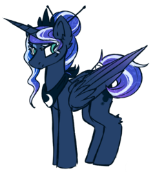 Size: 2125x2365 | Tagged: safe, artist:ruef, princess luna, pony, g4, alternate design, alternate hairstyle, bandana, female, high res, next generation, simple background, solo, transparent background