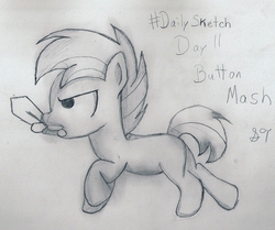 Size: 1751x1467 | Tagged: safe, artist:silversthreads, button mash, earth pony, pony, g4, colt, daily sketch, male, sketch, solo, traditional art