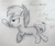 Size: 1751x1467 | Tagged: safe, artist:silversthreads, button mash, earth pony, pony, g4, colt, daily sketch, male, mouth hold, sketch, solo, sword, traditional art, weapon