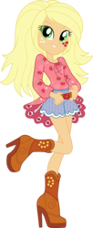 Size: 4504x11003 | Tagged: safe, artist:sugar-loop, applejack, equestria girls, g4, my little pony equestria girls: legend of everfree, .ai available, .svg available, absurd resolution, alternative cutie mark placement, boho, boots, camp fashion show outfit, clothes, female, high heel boots, loose hair, raised leg, shorts, simple background, solo, transparent background, vector