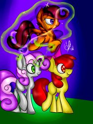 Size: 774x1032 | Tagged: safe, artist:greenfox27, apple bloom, scootaloo, sweetie belle, g4, cutie mark crusaders