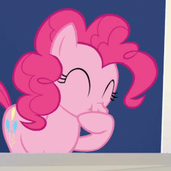 Size: 524x524 | Tagged: safe, screencap, pinkie pie, earth pony, pony, 28 pranks later, g4, season 6, animated, cropped, cute, eyes closed, female, gif, laughing, mare, nose wrinkle, scrunchy face, solo, twilight's castle
