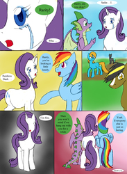 Size: 1000x1369 | Tagged: safe, artist:emilou1985, rainbow dash, rarity, spike, oc, dragon, comic:signs, g4, alternate universe, comic, crying, pregnant, winged spike, wings