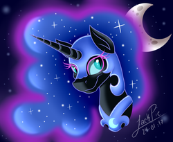 Size: 1650x1350 | Tagged: safe, artist:jack-pie, nightmare moon, pony, g4, armor, bust, cute, female, signature, solo