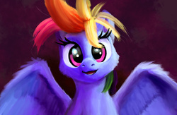 Size: 2000x1300 | Tagged: safe, artist:xbi, rainbow dash, pony, g4, cheek fluff, cute, female, hug, incoming hug, incoming winghug, looking at you, open mouth, smiling, solo, spread wings, winghug