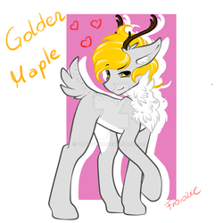 Size: 1024x1024 | Tagged: safe, artist:frowfrow, oc, oc only, oc:golden maple, deer, simple background, solo, watermark, white background