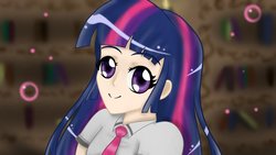 Size: 1024x576 | Tagged: safe, artist:bonsia-lucky, twilight sparkle, human, g4, female, humanized, solo