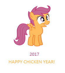 Size: 376x424 | Tagged: safe, scootaloo, g4, 2017, chinese new year, female, scootachicken, solo
