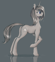 Size: 1271x1451 | Tagged: safe, artist:madhotaru, oc, oc only, pony, unicorn, butt, female, mare, plot, raised hoof, simple background, solo
