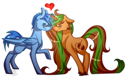 Size: 1023x634 | Tagged: safe, artist:missdids, oc, oc:ginger snap, pegasus, pony, unicorn, heart