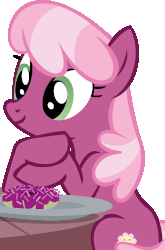 Size: 2770x4190 | Tagged: safe, artist:cyanlightning, cheerilee, earth pony, pony, g4, animated, cheeribetes, cute, donut, eye shimmer, female, food, gif, high res, mare, plate, simple background, sitting, smiling, solo, table, transparent background