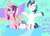 Size: 4823x3445 | Tagged: safe, artist:darkest-lunar-flower, princess cadance, princess flurry heart, shining armor, alicorn, pony, unicorn, g4, absurd resolution, cannon, cheering, eyes closed, family, happy, looking at you, pony cannonball, smiling, spread wings