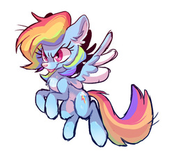 Size: 687x614 | Tagged: safe, artist:miikanism, rainbow dash, g4, chest fluff, ear fluff, female, simple background, solo, tongue out, white background