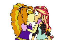 Size: 1000x625 | Tagged: safe, artist:ktd1993, adagio dazzle, sunset shimmer, equestria girls, g4, clothes, duo, female, kiss on the lips, kissing, lesbian, ship:sunsagio, shipping
