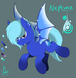 Size: 1280x1304 | Tagged: safe, artist:ac-whiteraven, oc, oc only, oc:neptune, bat pony, pony, solo