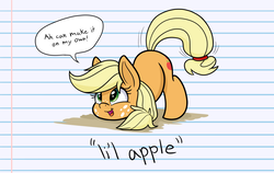 Size: 1280x811 | Tagged: safe, artist:heir-of-rick, applejack, earth pony, pony, daily apple pony, g4, amputee, cute, dialogue, female, homestar runner, jackabetes, li'l brudder, lined paper, parody, solo