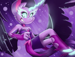 Size: 1333x1000 | Tagged: safe, artist:dingorainbow, sci-twi, twilight sparkle, anthro, equestria girls, g4, female, grin, looking at you, midnight sparkle, smiling, solo