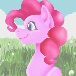 Size: 512x512 | Tagged: safe, artist:brainiac, pinkie pie, earth pony, pony, g4, female, field, mare, pastel, solo