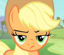 Size: 480x411 | Tagged: safe, screencap, applejack, earth pony, pony, bats!, g4, applejack is not amused, cropped, disgusted, female, mare, solo, unamused