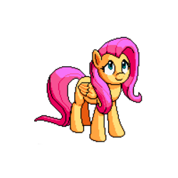 Size: 400x400 | Tagged: safe, artist:mega-poneo, edit, fluttershy, g4, cropped, female, folded wings, looking up, pixel art, simple background, solo, transparent background