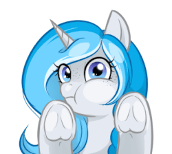 Size: 370x331 | Tagged: safe, artist:askbubblelee, oc, oc only, oc:bubble lee, pony, unicorn, against glass, animated, blue eyes, blue hair, female, freckles, gif, glass, looking at you, mare, simple background, solo, stare, transparent background, underhoof