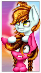 Size: 1861x3309 | Tagged: safe, artist:lixthefork, oc, oc only, oc:lit, oc:lix, duality, eye clipping through hair, ponysona, split personality