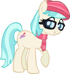 Size: 5720x6000 | Tagged: safe, artist:slb94, coco pommel, g4, absurd resolution, clothes, cute, female, glasses, hat, hipster, raised hoof, scarf, simple background, solo, transparent background, vector