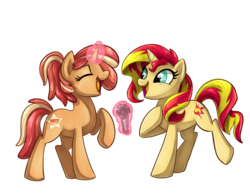 Size: 900x707 | Tagged: safe, artist:sciggles, sunset shimmer, oc, pony, unicorn, equestria girls, g4, eyes closed, magic, microphone, open mouth, simple background, transparent background