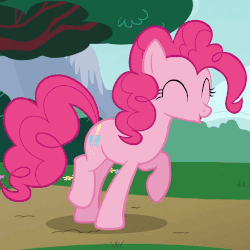 Size: 500x500 | Tagged: safe, screencap, pinkie pie, earth pony, pony, 28 pranks later, g4, season 6, animated, cropped, cute, diapinkes, excited, eyes closed, female, gif, happy, mare, open mouth, solo, trotting, trotting in place