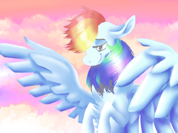 Size: 1600x1200 | Tagged: safe, artist:brainiac, rainbow dash, g4, bust, cloud, crying, cute, female, pastel, solo