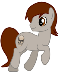 Size: 815x981 | Tagged: safe, artist:rsa.fim, oc, oc only, oc:vital skull, earth pony, pony, cutie mark, looking back, oc recolor, raised hoof, recolor, simple background, skull, solo, transparent background, trotting, vector