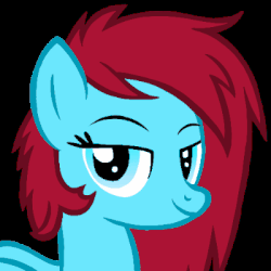 Size: 400x400 | Tagged: safe, artist:toyminator900, derpibooru exclusive, oc, oc only, oc:autumn moon, pegasus, pony, animated, black background, bust, eyebrow wiggle, female, gif, lidded eyes, looking at you, mare, simple background, smiling, solo