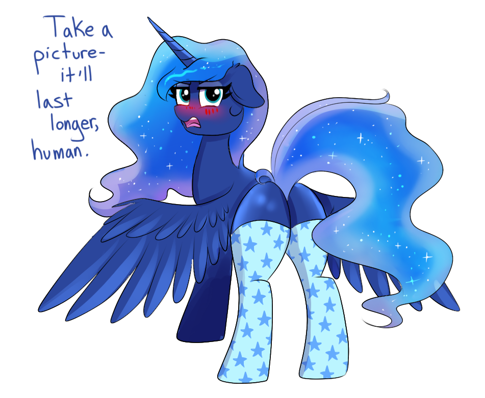 Suggestive Artist Confetticakez Princess Luna Blushing Butt Clothes Dialogue