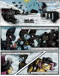 Size: 1935x2449 | Tagged: safe, artist:jamescorck, commander hurricane, fluttershy, private pansy, rainbow dash, pegasus, pony, comic:i will never leave you, g4, cloudsdale, comic, history