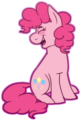 Size: 520x750 | Tagged: safe, artist:spurrinkles, pinkie pie, g4, blushing, eyes closed, female, simple background, sitting, smiling, solo, transparent background