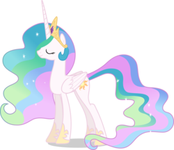Size: 7000x6036 | Tagged: safe, artist:luckreza8, princess celestia, pony, g4, .svg available, absurd resolution, crown, eyes closed, female, jewelry, mare, missing accessory, regalia, simple background, smiling, solo, transparent background, vector