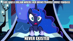 Size: 530x298 | Tagged: safe, edit, edited screencap, screencap, princess luna, do princesses dream of magic sheep, g4, bait, female, meme, op has failed to start shit, op is a duck, solo