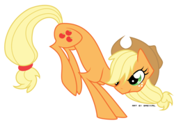 Size: 1276x904 | Tagged: safe, artist:basykail, applejack, g4, bucking, female, simple background, slender, solo, thin, transparent background