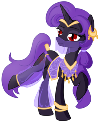 Size: 865x1078 | Tagged: artist needed, safe, oc, oc only, oc:night raven, pony, unicorn, saddle arabia, saddle arabian outfit, simple background, solo, veil, white background