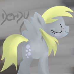 Size: 600x600 | Tagged: safe, artist:one$hot, derpy hooves, pegasus, pony, g4, eyes closed, female, lineless, mare, smiling, solo, spread wings, wings