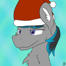 Size: 4000x4000 | Tagged: safe, artist:treble sketch, oc, oc only, oc:diamond jack, earth pony, pony, chest fluff, christmas, commission, male, smiling, smug smile, solo